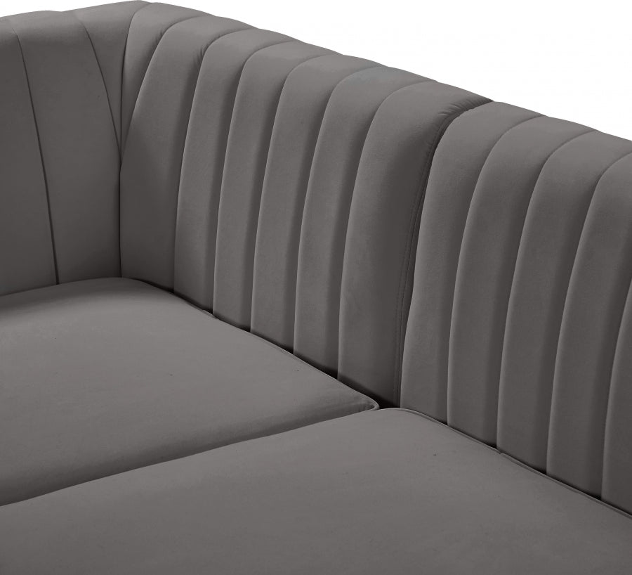 Alina Grey Velvet Modular Sectional from Meridian - Luna Furniture