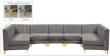 Alina Grey Velvet Modular Sectional from Meridian - Luna Furniture