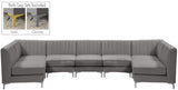 Alina Grey Velvet Modular Sectional from Meridian - Luna Furniture