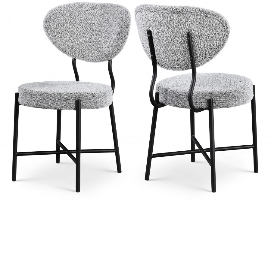 Allure Grey Boucle Fabric Dining Chair, Set of 2 from Meridian - Luna Furniture