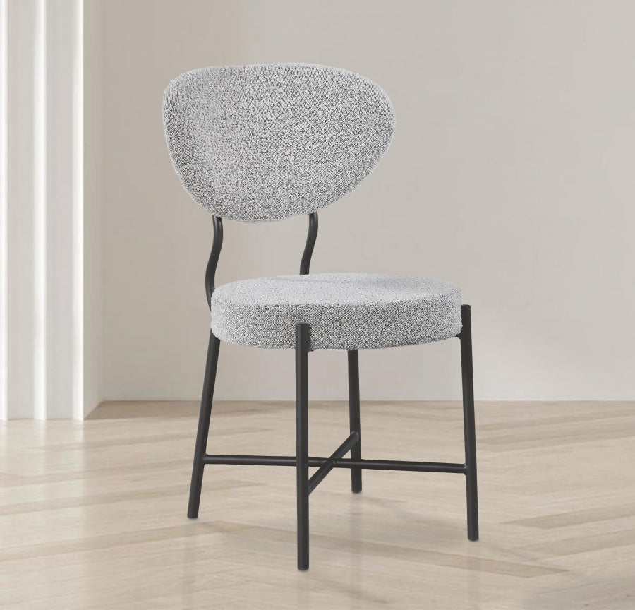 Allure Grey Boucle Fabric Dining Chair, Set of 2 from Meridian - Luna Furniture