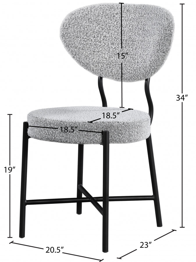 Allure Grey Boucle Fabric Dining Chair, Set of 2 from Meridian - Luna Furniture