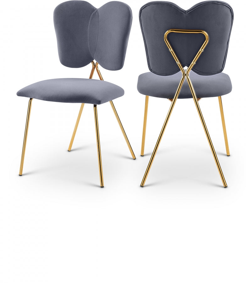 Angel Grey Velvet Dining Chair, Set of 2 from Meridian - Luna Furniture