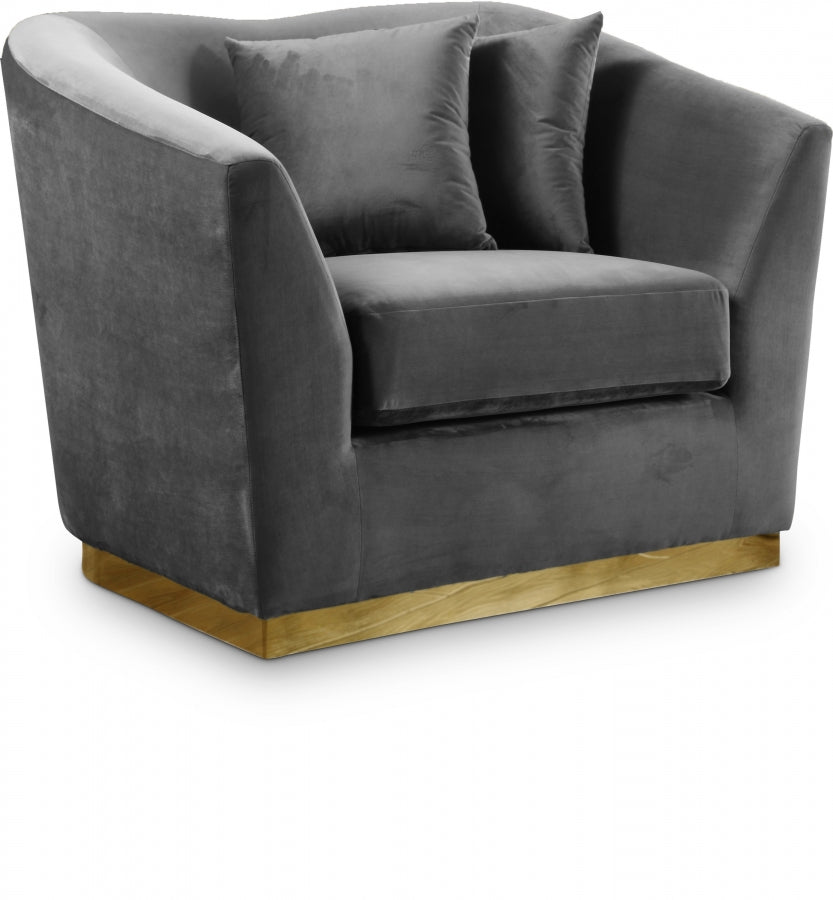 Arabella Grey Velvet Chair from Meridian - Luna Furniture