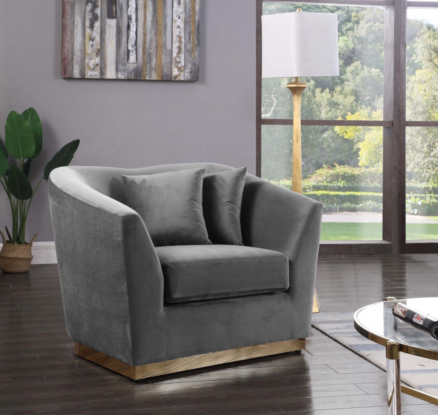 Arabella Grey Velvet Chair from Meridian - Luna Furniture