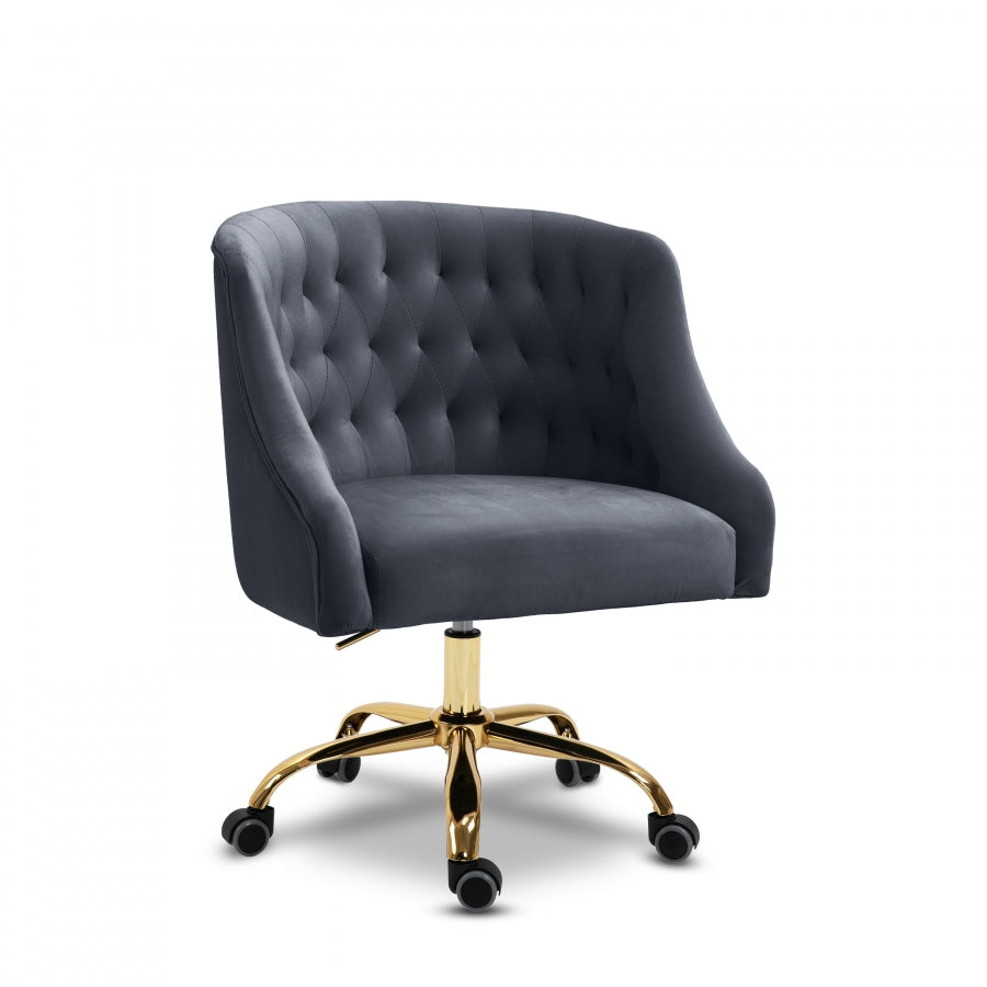 Arden Grey Velvet Office Chair from Meridian - Luna Furniture