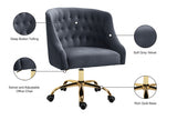 Arden Grey Velvet Office Chair from Meridian - Luna Furniture