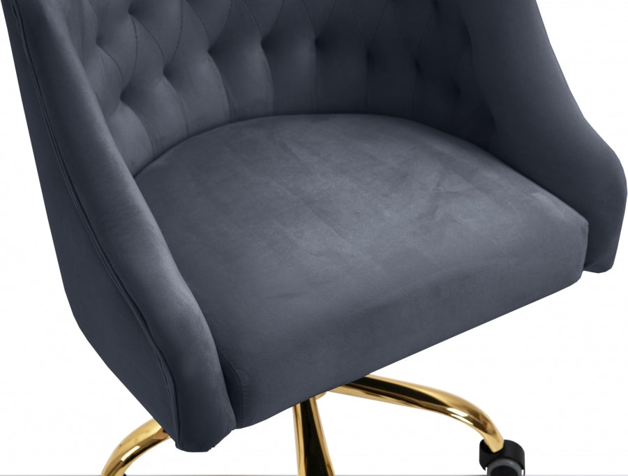 Arden Grey Velvet Office Chair from Meridian - Luna Furniture