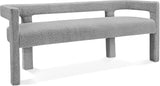 Athena Grey Boucle Fabric Bench from Meridian - Luna Furniture