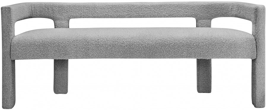 Athena Grey Boucle Fabric Bench from Meridian - Luna Furniture