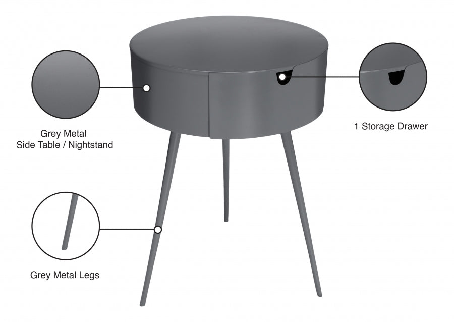 Bali Grey Side Table | Nightstand from Meridian - Luna Furniture