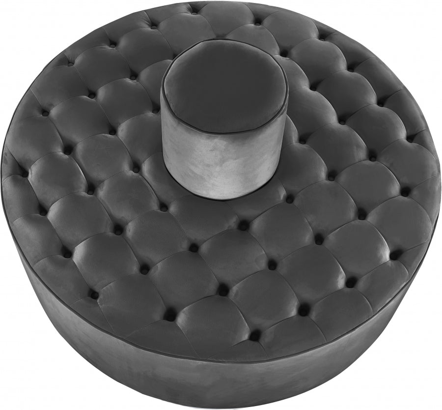 Banquet Grey Velvet Roundabout from Meridian - Luna Furniture