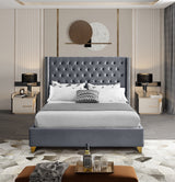 Barolo Grey Velvet Queen Bed from Meridian - Luna Furniture