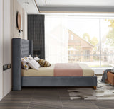 Barolo Grey Velvet Queen Bed from Meridian - Luna Furniture