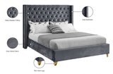 Barolo Grey Velvet Queen Bed from Meridian - Luna Furniture