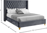 Barolo Grey Velvet Queen Bed from Meridian - Luna Furniture