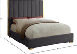 Becca Grey Velvet King Bed from Meridian - Luna Furniture