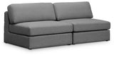 Beckham Grey Linen Textured Modular 76" Loveseat from Meridian - Luna Furniture