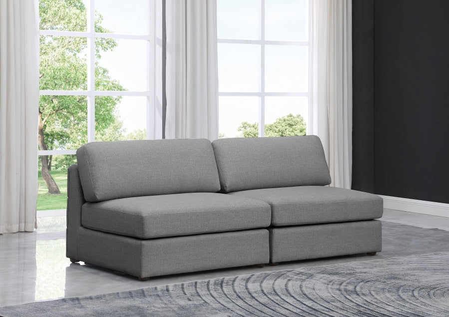 Beckham Grey Linen Textured Modular 76" Loveseat from Meridian - Luna Furniture