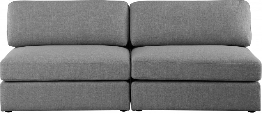 Beckham Grey Linen Textured Modular 76" Loveseat from Meridian - Luna Furniture