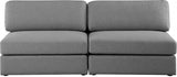 Beckham Grey Linen Textured Modular 76" Loveseat from Meridian - Luna Furniture