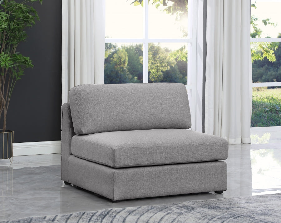 Beckham Grey Linen Textured Modular Armless Chair from Meridian - Luna Furniture