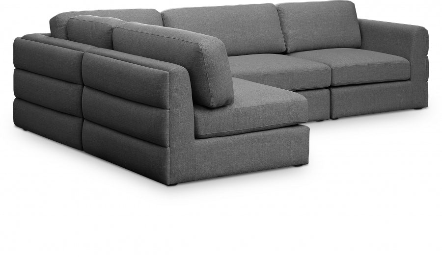 Beckham Grey Linen Textured Modular Sectional from Meridian - Luna Furniture