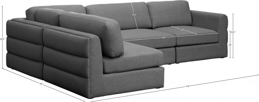 Beckham Grey Linen Textured Modular Sectional from Meridian - Luna Furniture