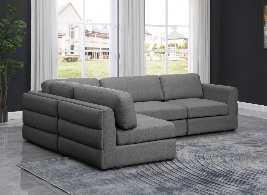 Beckham Grey Linen Textured Modular Sectional from Meridian - Luna Furniture