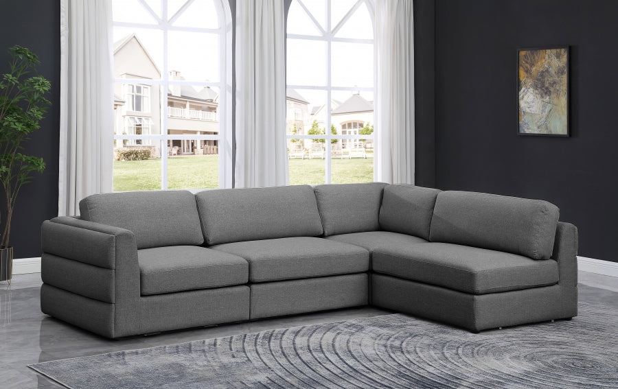 Beckham Grey Linen Textured Modular Sectional from Meridian - Luna Furniture