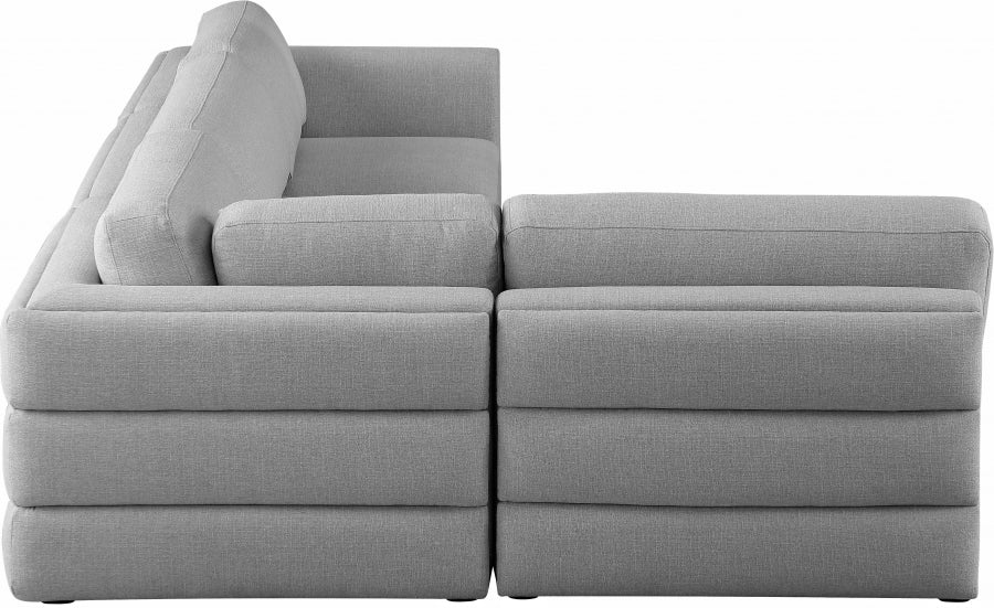 Beckham Grey Linen Textured Modular Sectional from Meridian - Luna Furniture