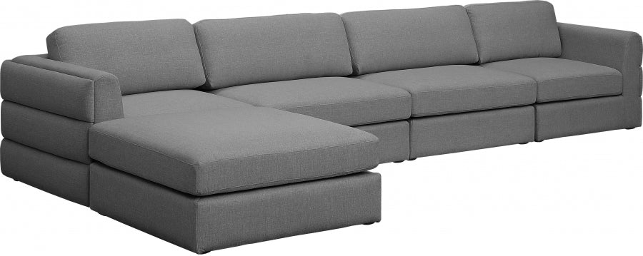 Beckham Grey Linen Textured Modular Sectional from Meridian - Luna Furniture