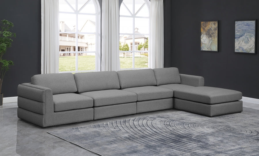 Beckham Grey Linen Textured Modular Sectional from Meridian - Luna Furniture