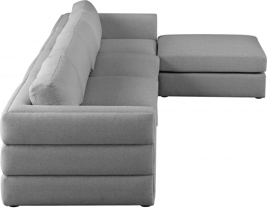 Beckham Grey Linen Textured Modular Sectional from Meridian - Luna Furniture