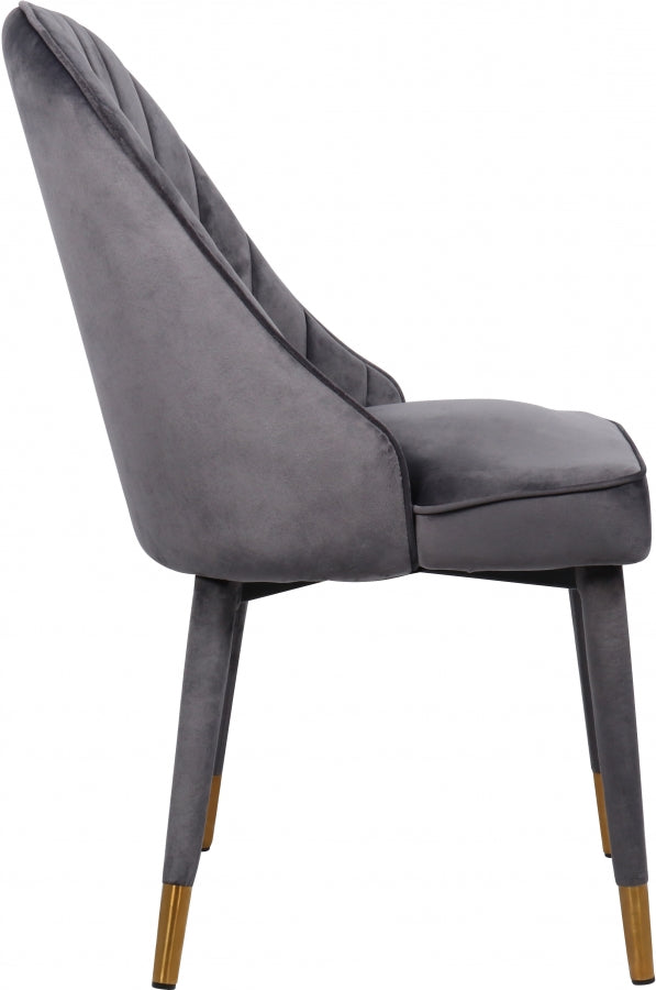 Belle Grey Velvet Dining Chair, Set of 2 from Meridian - Luna Furniture