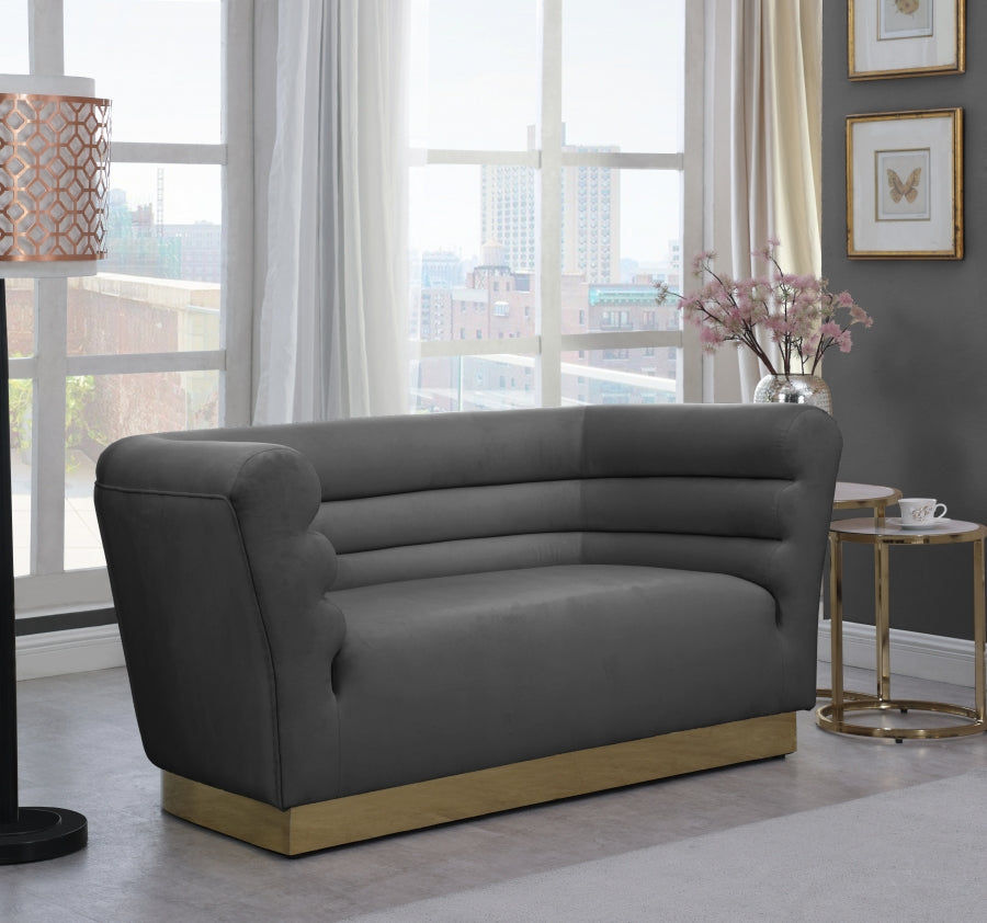 Bellini Grey Velvet Loveseat from Meridian - Luna Furniture