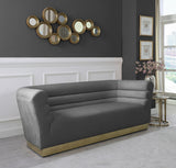 Bellini Grey Velvet Sofa from Meridian - Luna Furniture