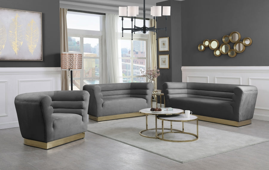 Bellini Grey Velvet Sofa from Meridian - Luna Furniture