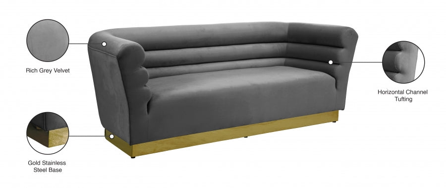 Bellini Grey Velvet Sofa from Meridian - Luna Furniture