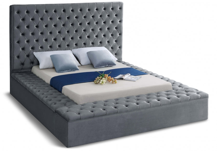 Bliss Grey Velvet King Bed from Meridian - Luna Furniture