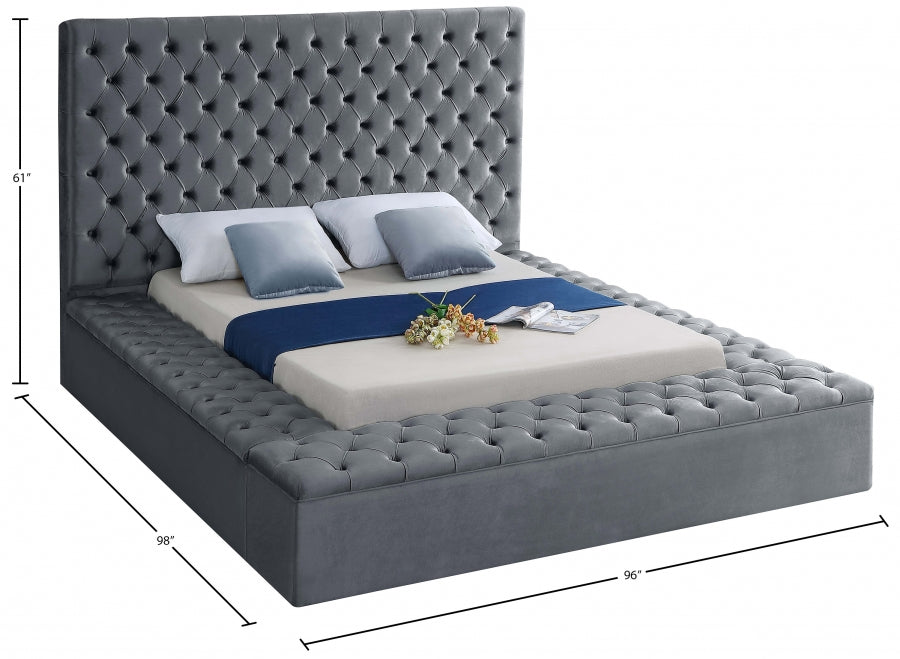 Bliss Grey Velvet King Bed from Meridian - Luna Furniture