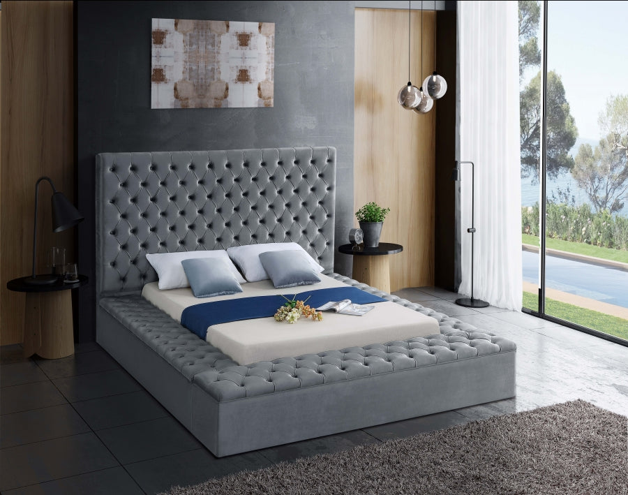 Bliss Grey Velvet King Bed from Meridian - Luna Furniture