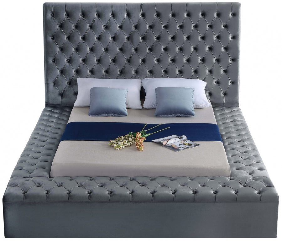 Bliss Grey Velvet King Bed from Meridian - Luna Furniture