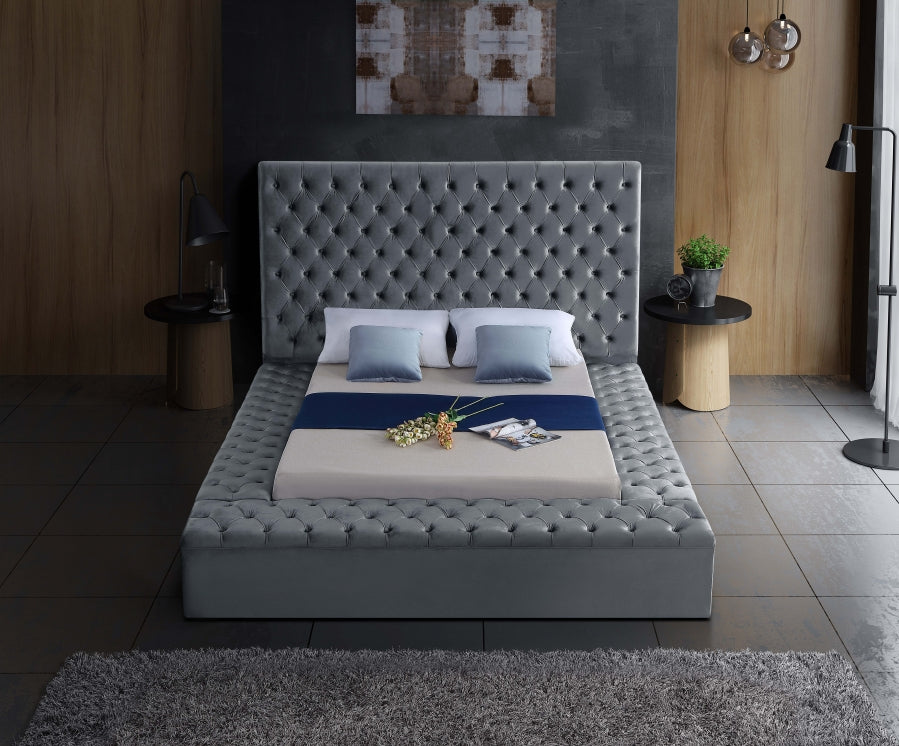 Bliss Grey Velvet King Bed from Meridian - Luna Furniture