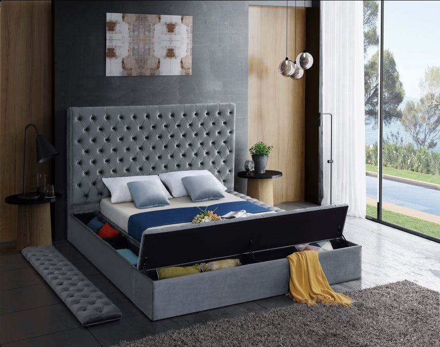 Bliss Grey Velvet King Bed from Meridian - Luna Furniture