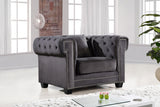 Bowery Grey Velvet Chair from Meridian - Luna Furniture