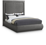 Brooke Grey Linen Textured Fabric King Bed from Meridian - Luna Furniture