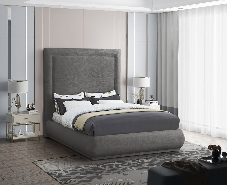 Brooke Grey Linen Textured Fabric King Bed from Meridian - Luna Furniture