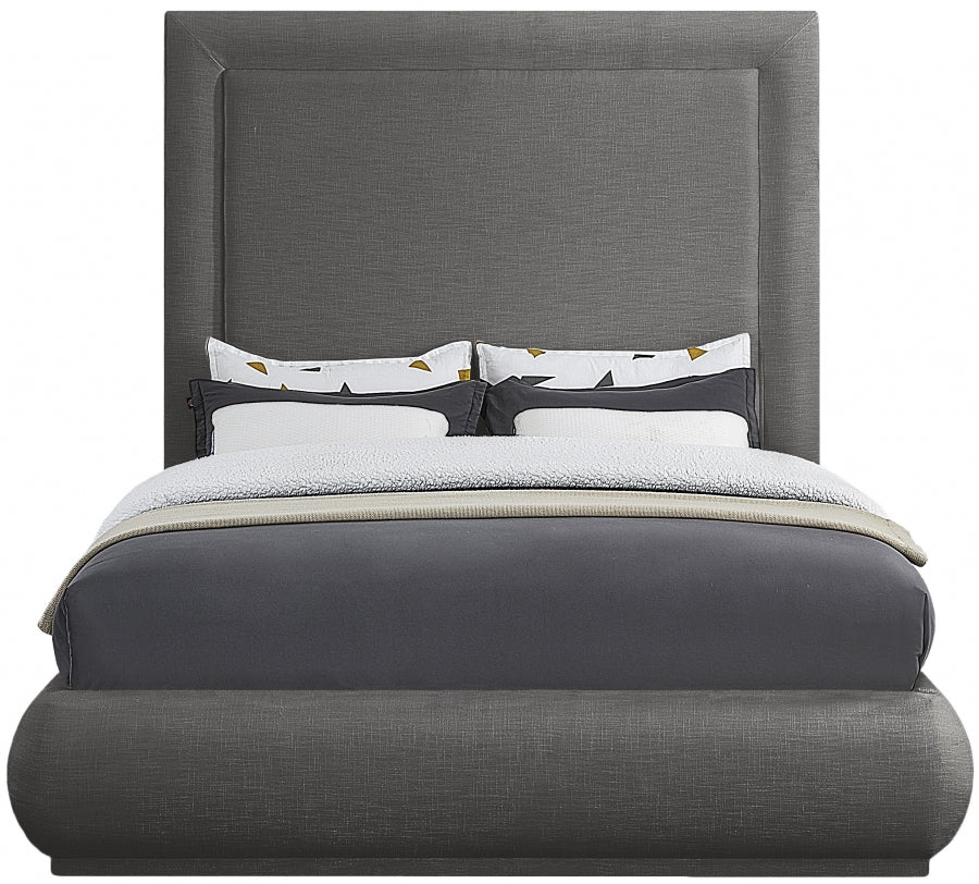 Brooke Grey Linen Textured Fabric King Bed from Meridian - Luna Furniture