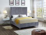 Candace Grey Velvet King Bed from Meridian - Luna Furniture